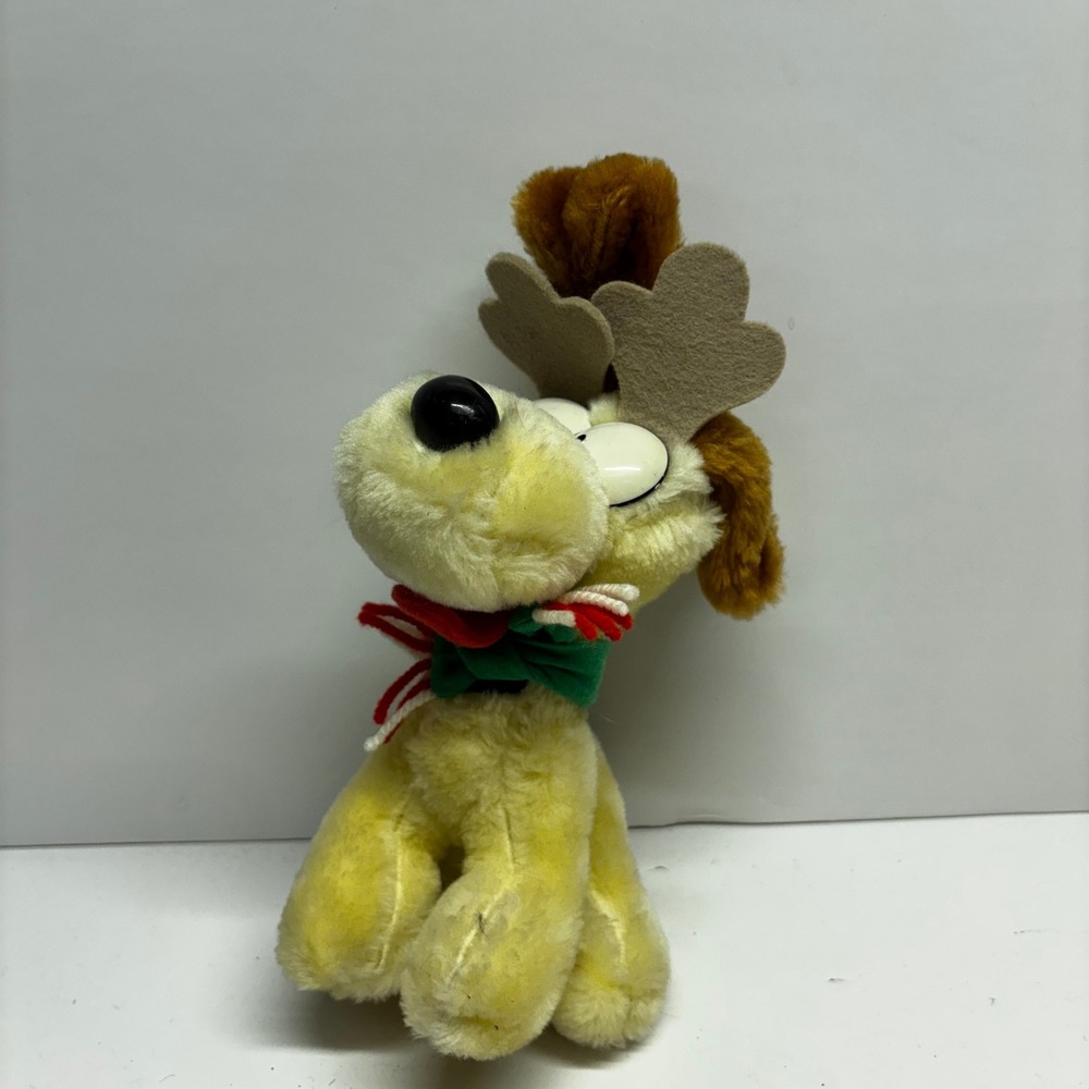 Vintage Odie Garfield Plush Reindeer Antlers Christmas Dog United Feature 1981